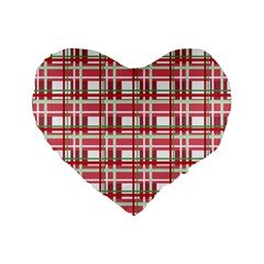 Red plaid pattern Standard 16  Premium Heart Shape Cushions from ArtsNow.com Front