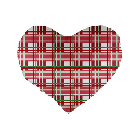Red plaid pattern Standard 16  Premium Heart Shape Cushions from ArtsNow.com Back