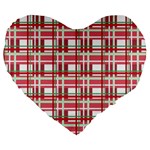 Red plaid pattern Large 19  Premium Heart Shape Cushions