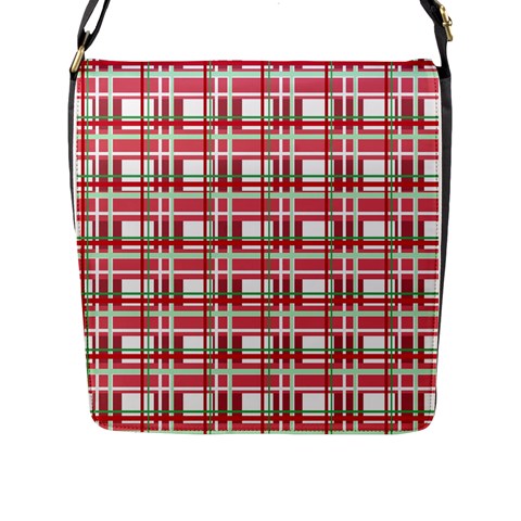 Red plaid pattern Flap Messenger Bag (L)  from ArtsNow.com Front