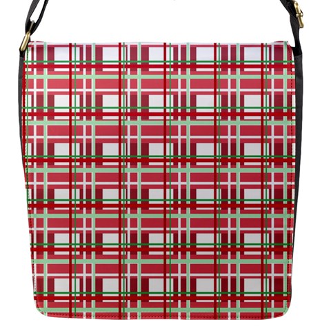 Red plaid pattern Flap Messenger Bag (S) from ArtsNow.com Front