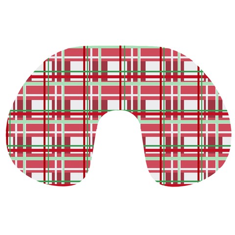Red plaid pattern Travel Neck Pillows from ArtsNow.com Front