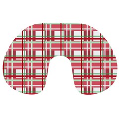 Red plaid pattern Travel Neck Pillows from ArtsNow.com Front