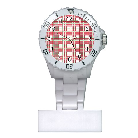 Red plaid pattern Plastic Nurses Watch from ArtsNow.com Front