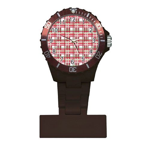 Red plaid pattern Plastic Nurses Watch from ArtsNow.com Front
