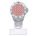 Red plaid pattern Plastic Nurses Watch