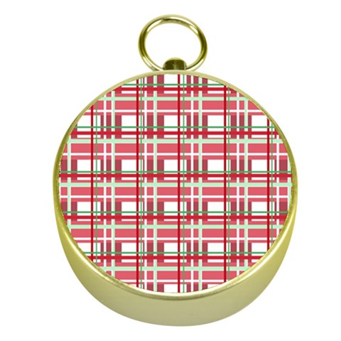 Red plaid pattern Gold Compasses from ArtsNow.com Front