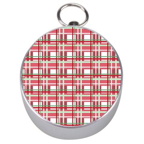 Red plaid pattern Silver Compasses from ArtsNow.com Front