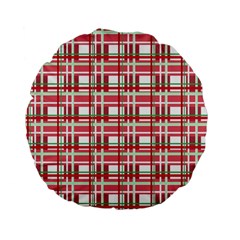 Red plaid pattern Standard 15  Premium Flano Round Cushions from ArtsNow.com Back