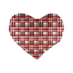 Red plaid pattern Standard 16  Premium Flano Heart Shape Cushions from ArtsNow.com Front