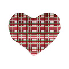 Red plaid pattern Standard 16  Premium Flano Heart Shape Cushions from ArtsNow.com Back