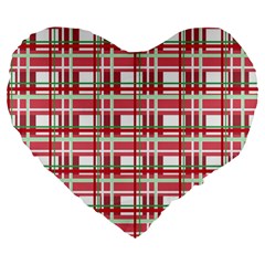 Red plaid pattern Large 19  Premium Flano Heart Shape Cushions from ArtsNow.com Front