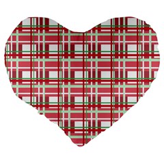 Red plaid pattern Large 19  Premium Flano Heart Shape Cushions from ArtsNow.com Back