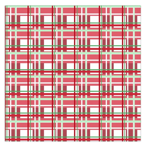 Red plaid pattern Large Satin Scarf (Square) from ArtsNow.com Front