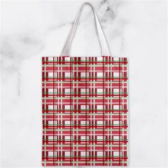 Red plaid pattern Zipper Classic Tote Bag from ArtsNow.com Back