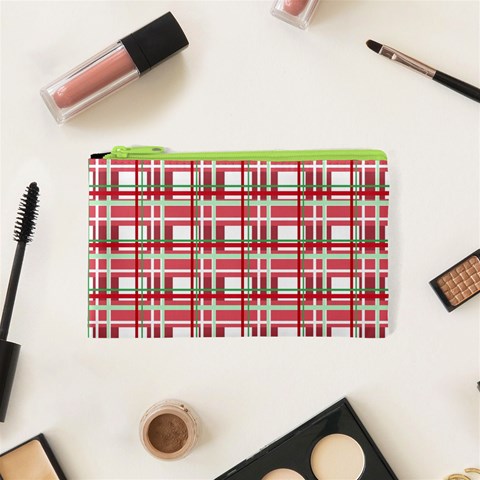 Red plaid pattern Cosmetic Bag (XS) from ArtsNow.com Front