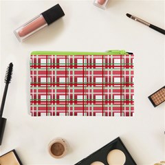 Red plaid pattern Cosmetic Bag (XS) from ArtsNow.com Back