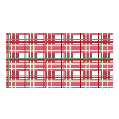 Red plaid pattern Satin Shawl from ArtsNow.com Front