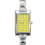 Yellow plaid pattern Rectangle Italian Charm Watch