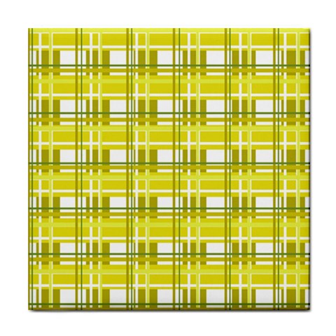Yellow plaid pattern Tile Coasters from ArtsNow.com Front