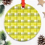 Yellow plaid pattern Ornament (Round) 