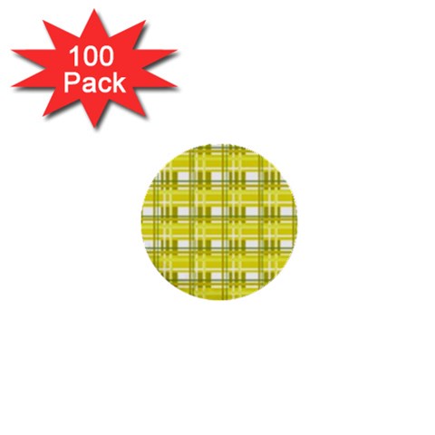 Yellow plaid pattern 1  Mini Buttons (100 pack)  from ArtsNow.com Front