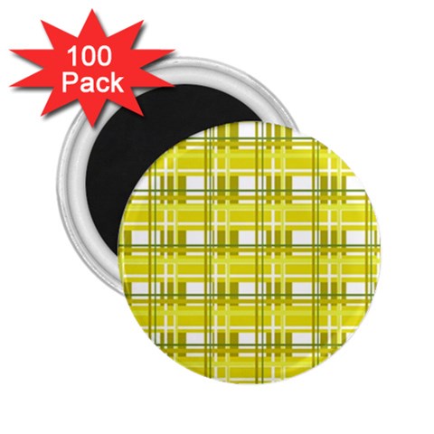 Yellow plaid pattern 2.25  Magnets (100 pack)  from ArtsNow.com Front