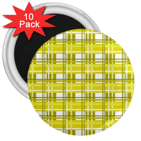 Yellow plaid pattern 3  Magnets (10 pack)  from ArtsNow.com Front