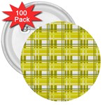 Yellow plaid pattern 3  Buttons (100 pack) 