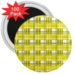 Yellow plaid pattern 3  Magnets (100 pack)