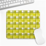 Yellow plaid pattern Large Mousepads