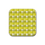 Yellow plaid pattern Rubber Coaster (Square) 