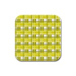 Yellow plaid pattern Rubber Square Coaster (4 pack) 