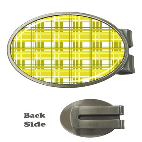 Yellow plaid pattern Money Clips (Oval)  from ArtsNow.com Front