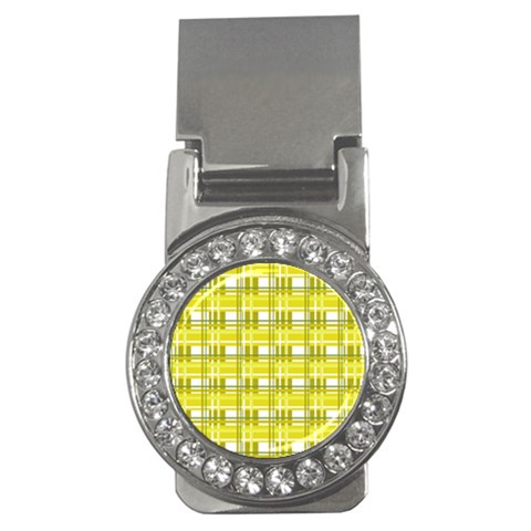 Yellow plaid pattern Money Clips (CZ)  from ArtsNow.com Front