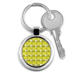 Yellow plaid pattern Key Chains (Round) 