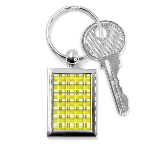 Yellow plaid pattern Key Chains (Rectangle)  from ArtsNow.com Front