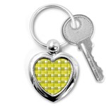 Yellow plaid pattern Key Chains (Heart) 