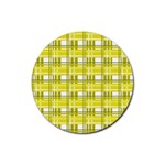 Yellow plaid pattern Rubber Coaster (Round) 