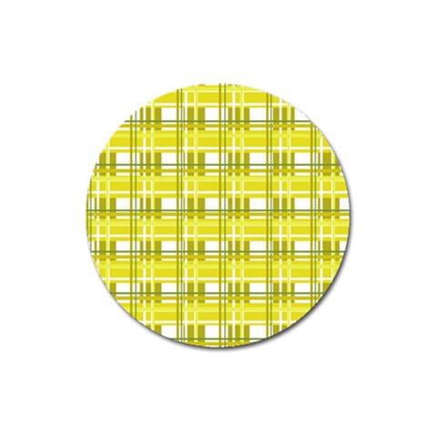 Yellow plaid pattern Magnet 3  (Round) from ArtsNow.com Front