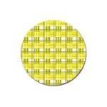 Yellow plaid pattern Magnet 3  (Round)