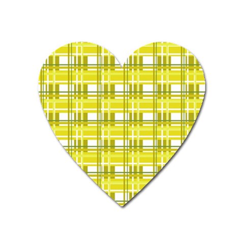 Yellow plaid pattern Heart Magnet from ArtsNow.com Front