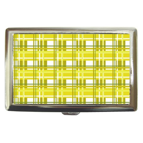 Yellow plaid pattern Cigarette Money Cases from ArtsNow.com Front