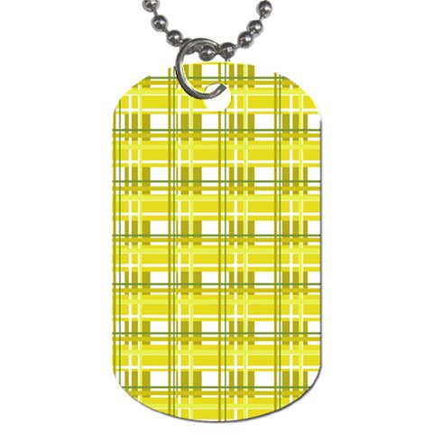 Yellow plaid pattern Dog Tag (Two Sides) from ArtsNow.com Front