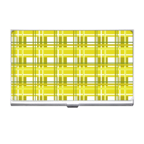 Yellow plaid pattern Business Card Holders from ArtsNow.com Front