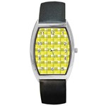 Yellow plaid pattern Barrel Style Metal Watch