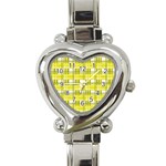 Yellow plaid pattern Heart Italian Charm Watch