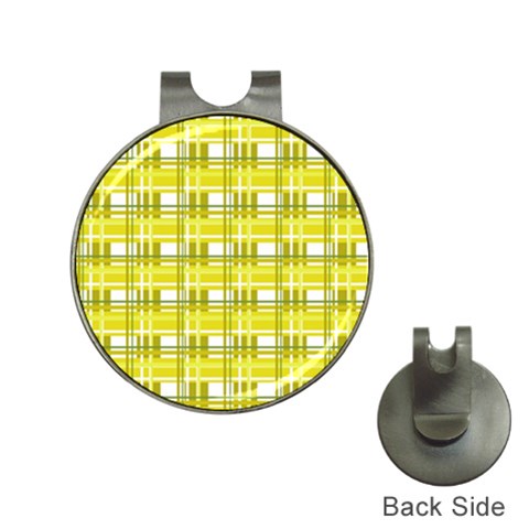 Yellow plaid pattern Hat Clips with Golf Markers from ArtsNow.com Front