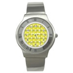 Yellow plaid pattern Stainless Steel Watch