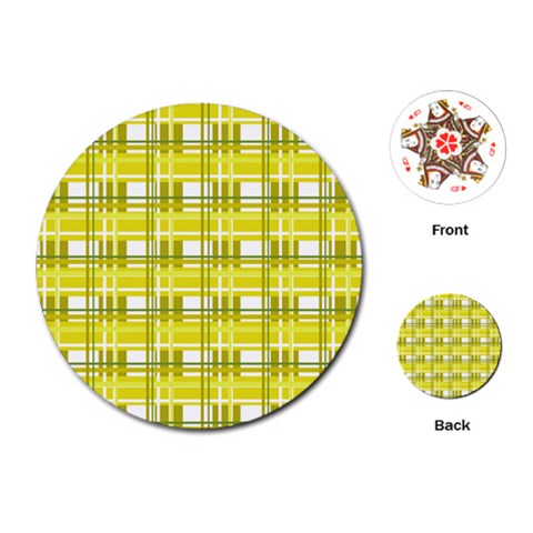 Yellow plaid pattern Playing Cards (Round)  from ArtsNow.com Front